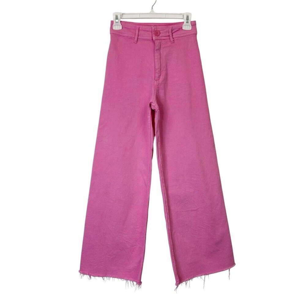 Zara‎ Baggy Wide Leg Jeans Womens Size 2 Pink High Rise Ankle